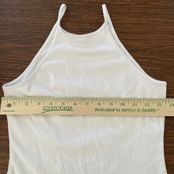 Halter Neck Bodysuit Medium Zara Crisp White Snap Bottom Core Stretch Women's - Picture 7 of 9